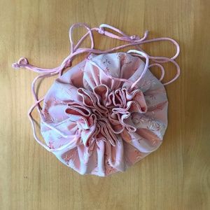 NWT Handmade Jacquard Fabric Drawstring Jewelry Pouch with Pockets